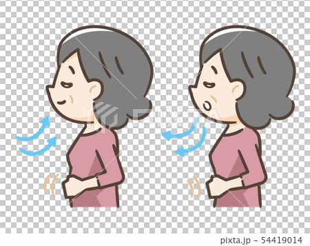 Elderly people taking deep breaths Elderly people taking deep breaths 54419014