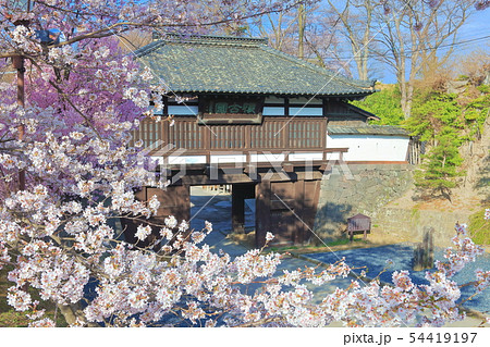 【長野県】小諸城址　三之門と満開の桜 54419197