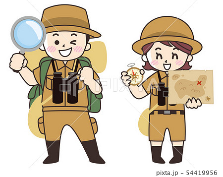 冒険家の男女のイラスト素材