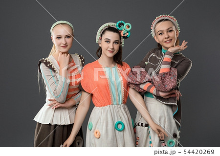 Teenagers in artistic fashion dresses view Teenagers in artistic fashion dresses view 54420269