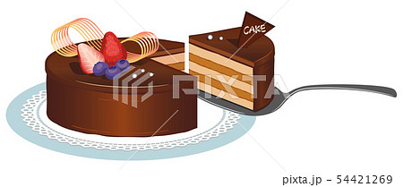 ホールケーキ チョコ 2 カットケーキのイラスト素材