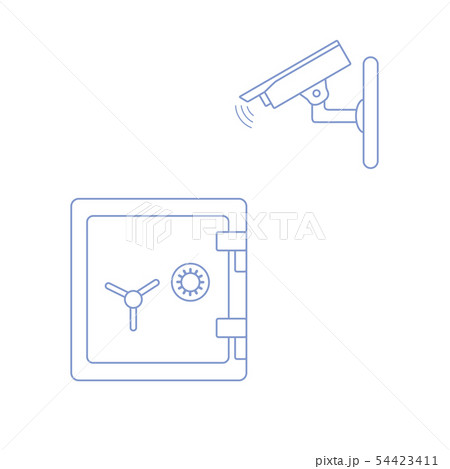 Vector illustration with security camera and safe Vector illustration with security camera and safe 54423411