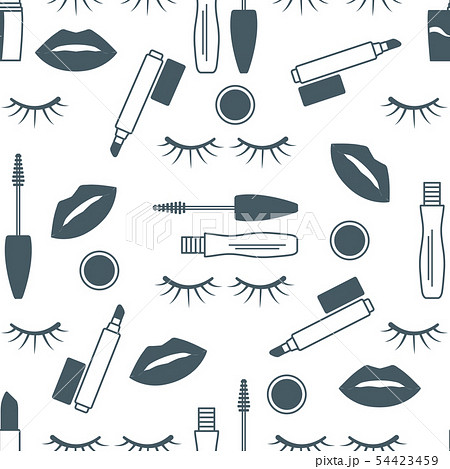 Seamless pattern Eyelashes, lips, mascara lipstick Seamless pattern Eyelashes, lips, mascara lipstick 54423459