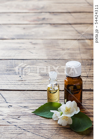 Oil of jasmine. Aromatherapy with jasmine oil.  54424311