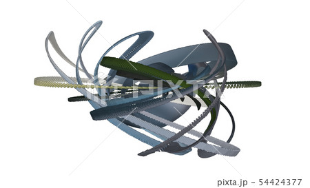 CGパーティクル　曲線上に歪むドットで構成された紐 54424377