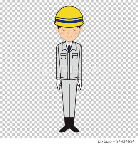 工事でお詫びをする男性のイラスト素材