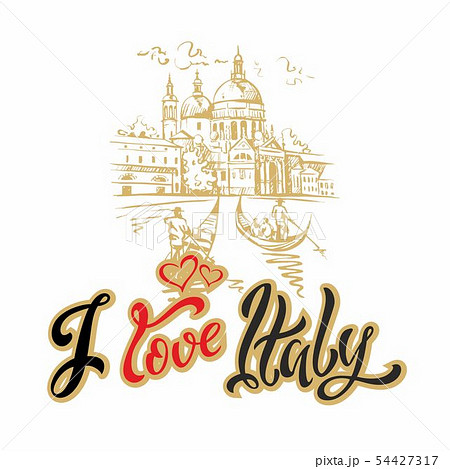 Travel. I love Italy. Lettering. Sketch. Venice. Travel. I love Italy. Lettering. Sketch. Venice. 54427317