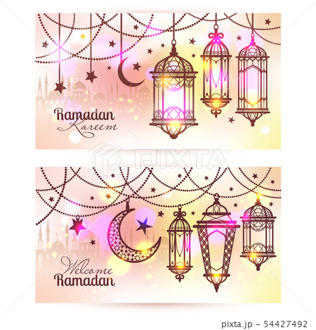 Ramadan Kareem. Islamic background. lamps for 54427492