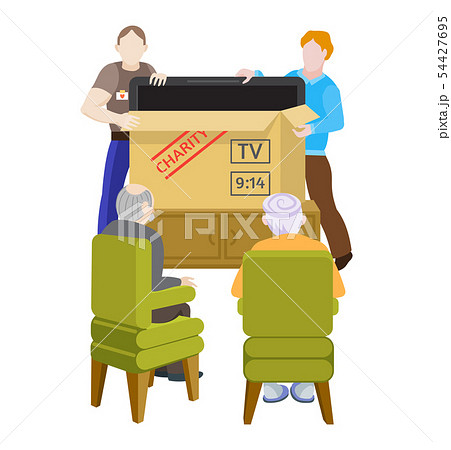 Charity vector volunteer people caring elderly disabled or blind characters and volunteering 54427695