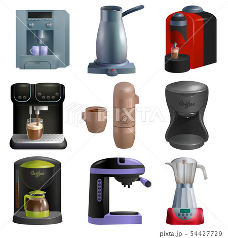 Coffee machine vector coffeemaker and coffee-machine for espresso drink with caffeine in cafe Coffee machine vector coffeemaker and coffee-machine for espresso drink with caffeine in cafe 54427729