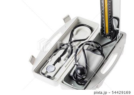 Stethoscope be studio shot on white background.. 54429169
