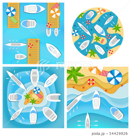 Set of four pictures with boats and yachts. 54429926
