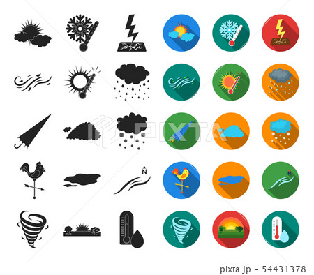 Different weather black,flat icons in set collection for design.Signs and characteristics of the 54431378