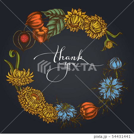 Dark Floral Wreath of black caraway, helichrysum, physalis Dark Floral Wreath of black caraway, helichrysum, physalis 54431441