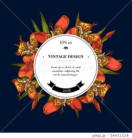 Badge over design with tigridia 54431528