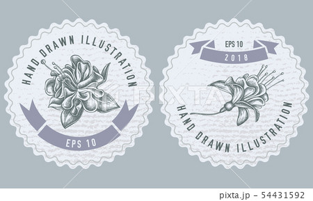 Monochrome labes with fuchsia illustration 54431592