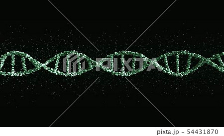 Green DNA molecule ball model with particles, 3D rendering Green DNA molecule ball model with particles, 3D rendering 54431870
