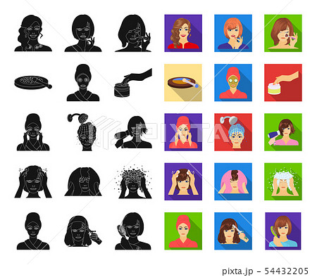 Care of hair and face black,flat icons in set collection for design. Perfumes and makeup vector Care of hair and face black,flat icons in set collection for design. Perfumes and makeup vector 54432205