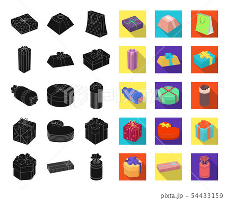 Gift and packing black,flat icons in set collection for design.Colorful packing vector symbol stock Gift and packing black,flat icons in set collection for design.Colorful packing vector symbol stock 54433159