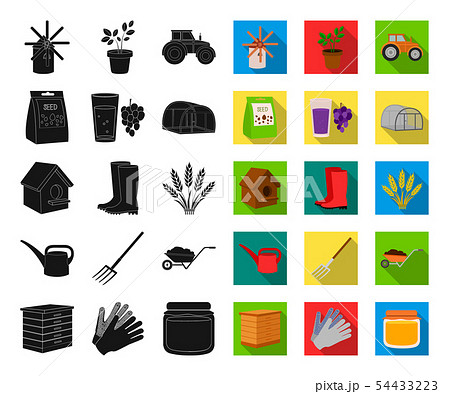 Farm and gardening black,flat icons in set collection for design. Farm and equipment vector symbol Farm and gardening black,flat icons in set collection for design. Farm and equipment vector symbol 54433223