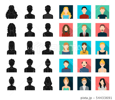 Avatar and face black,flat icons in set collection for design. A person's appearance vector symbol Avatar and face black,flat icons in set collection for design. A person's appearance vector symbol 54433691