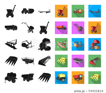 Agricultural machinery black,flat icons in set collection for design. Equipment and device vector Agricultural machinery black,flat icons in set collection for design. Equipment and device vector 54433814