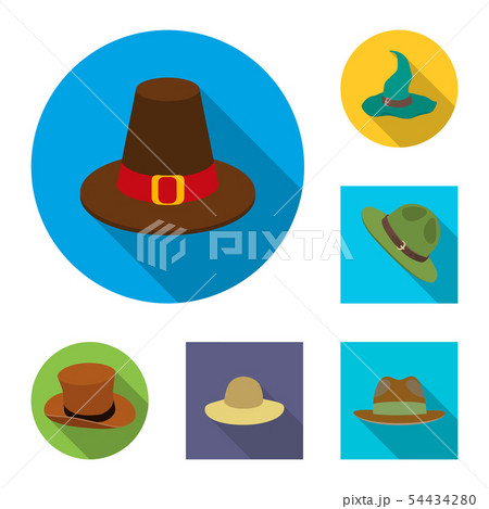 Vector design of hat and cap logo. Set of hat and model stock symbol for web. 54434280