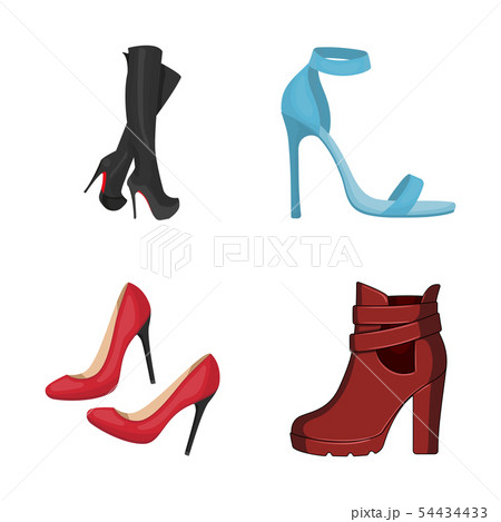 Vector design of heel and high icon. Collection of heel and stiletto stock symbol for web. 54434433