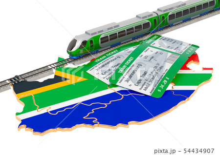 Rail travel in South Africa, concept. 3D rendering Rail travel in South Africa, concept. 3D rendering 54434907