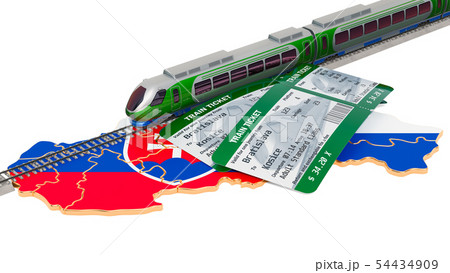 Rail travel in Slovakia, concept. 3D rendering 54434909