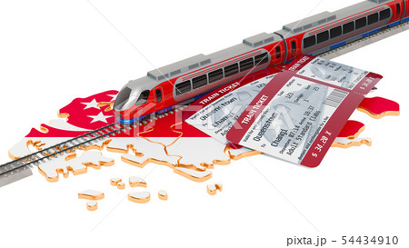Rail travel in Singapore, concept. 3D rendering Rail travel in Singapore, concept. 3D rendering 54434910