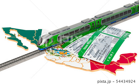 Rail travel in Mexico, concept. 3D rendering 54434924
