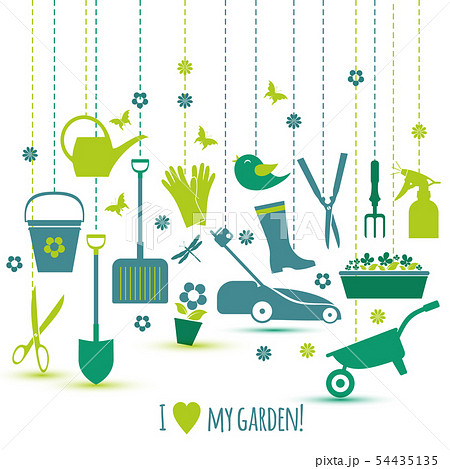 Garden tools set. Spring illustration of icons. Garden tools set. Spring illustration of icons. 54435135