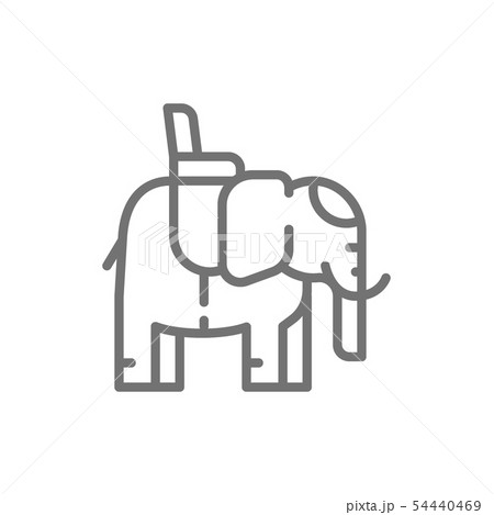 Indian elephant with a saddle line icon. Indian elephant with a saddle line icon. 54440469