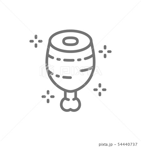 Meat, pork knuckle, prehistoric eat line icon. 54440737