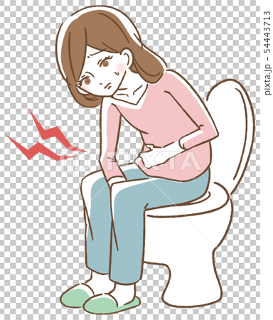 腹痛で悩む女性　イラスト 54443713