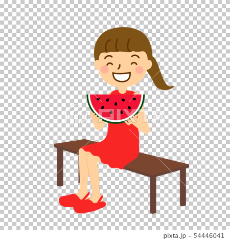 Watermelon half moon girl red dress curb Watermelon half moon girl red dress curb 54446041