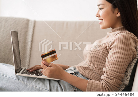 Online Banking. Girl Making Purchases in Internet Online Banking. Girl Making Purchases in Internet 54446484