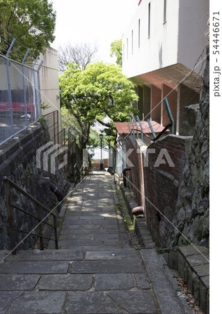 石畳の路地と洋館の屋根 54446671