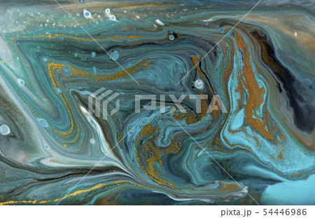 Bronze, blue and gold marbling pattern. Golden marble liquid texture. Bronze, blue and gold marbling pattern. Golden marble liquid texture. 54446986