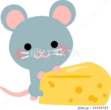 かわいいネズミとチーズのイラスト素材