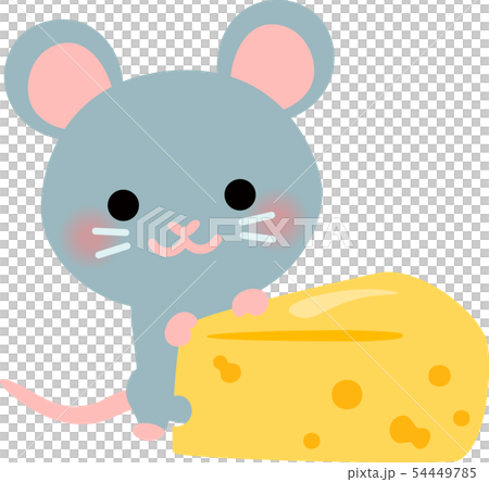かわいいネズミとチーズのイラスト素材