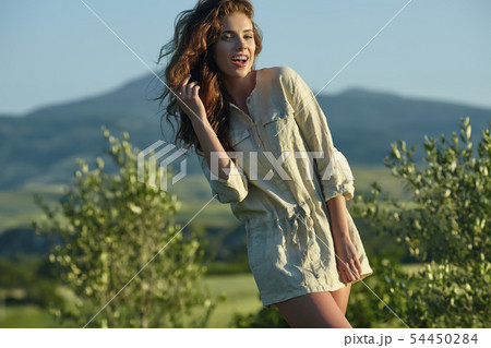 Beautiful woman resting in the summer the Italian Beautiful woman resting in the summer the Italian 54450284