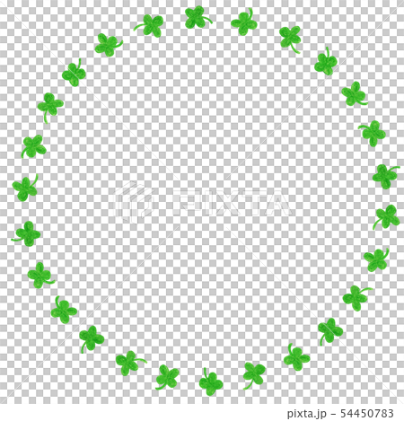 手描きフレーム サークル リーフ 四つ葉 ライトグリーンのイラスト素材