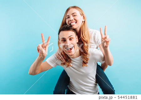 Image of a loving couple, with pleasure, a man 54451881