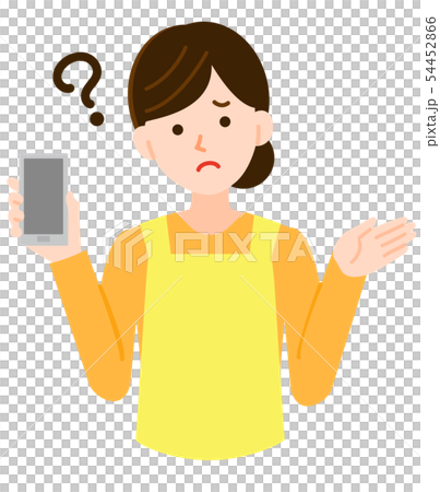 Housewife smartphone doubt no line simple illustration Housewife smartphone doubt no line simple illustration 54452866
