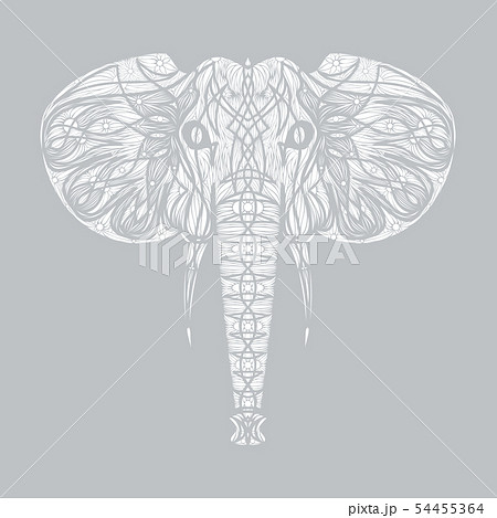 Stylized ethnic boho elephant portrait isolated on background. Decorative hand drawn doodle vector Stylized ethnic boho elephant portrait isolated on background. Decorative hand drawn doodle vector 54455364