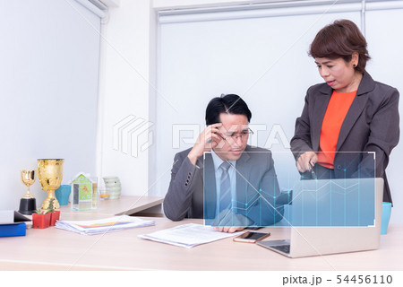 Businessmen are pressured to work and unsuccessful 54456110