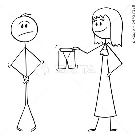 Vector Cartoon of Naked Man and Woman Giving... - Stock Illustration  [54457129] - PIXTA