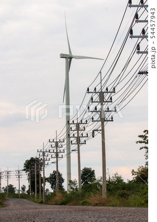 Wind turbine farm power generator in beautiful Wind turbine farm power generator in beautiful 54457943